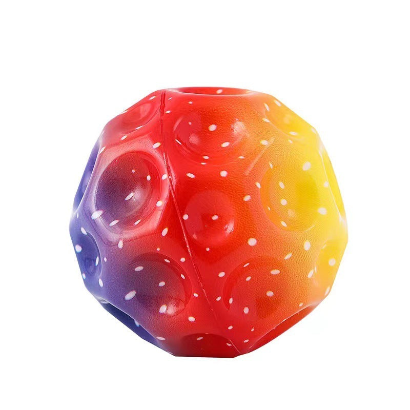 Colorful Hole Ball Soft Bouncy Ball Anti-fall Moon Shape Porous Bouncy Ball Kids Indoor Toys Ergonomic Design Elastic Ball Velora