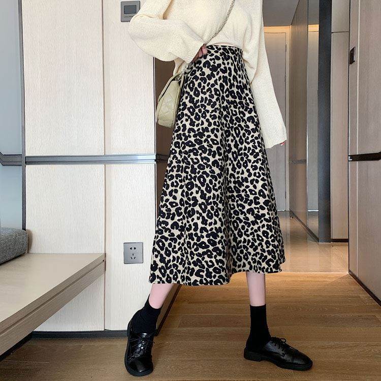 Women High waist Leopard color Midi Skirt - Velora
