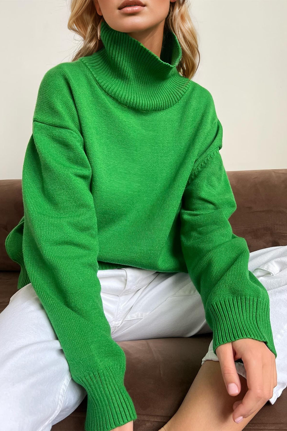 Basic Bae Turtleneck Dropped Shoulder Long Sleeve Sweater True Northern Spirit