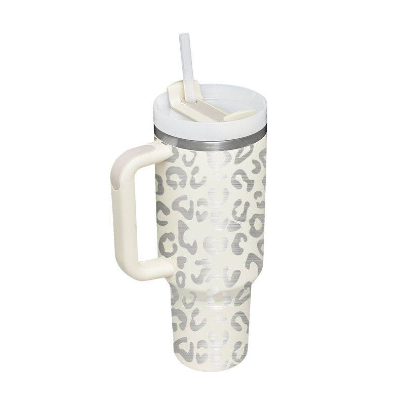 40 Oz Tumbler With Handle Straw Insulated, Stainless Steel Spill Proof Vacuum Coffee Cup Tumbler With Lid Tapered Mug Gifts For Valentine Lover Suitable For Car Gym Office Travel - Velora