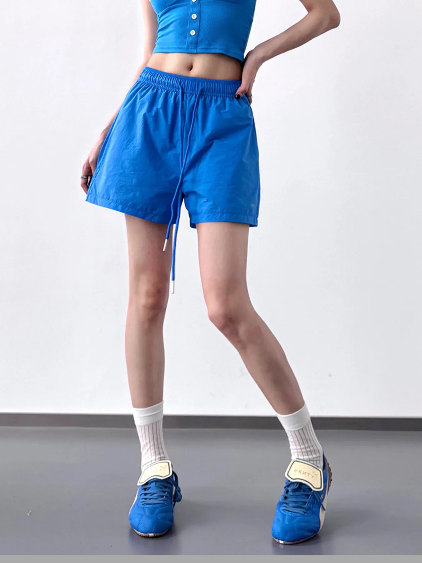 High Waisted Drawstring Shorts - Velora