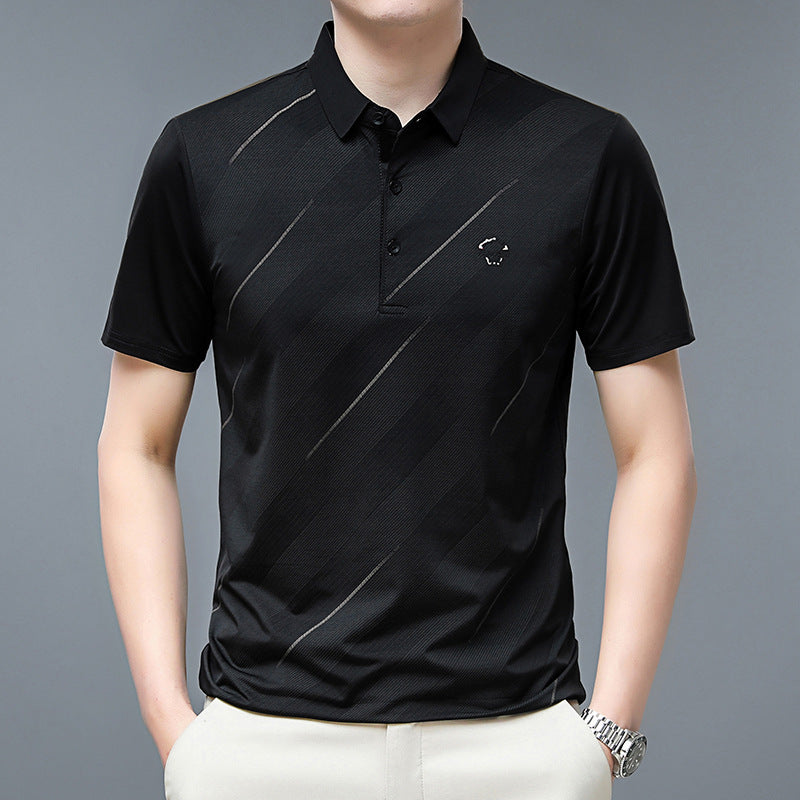 Lapel Ice Silk Polo Shirt Men's Business Plus Size