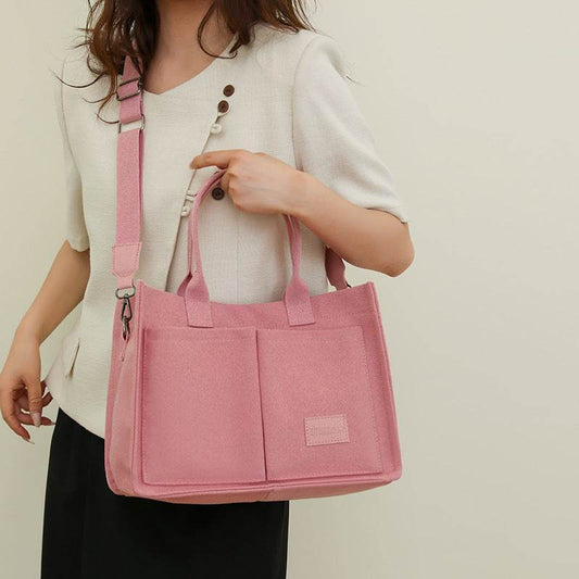 Casual Daily Canvas Tote Shoulder Bags Women Mommy Bag Large Capacity Messenger Multi Pocket Crossbody Chic Reusable Hand Bag - Velora