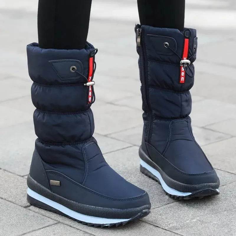 Winter boots New Plus Velvet Thick Cotton Shoes Thermal Middle Tube Waterproof Non-slip Boots - Velora