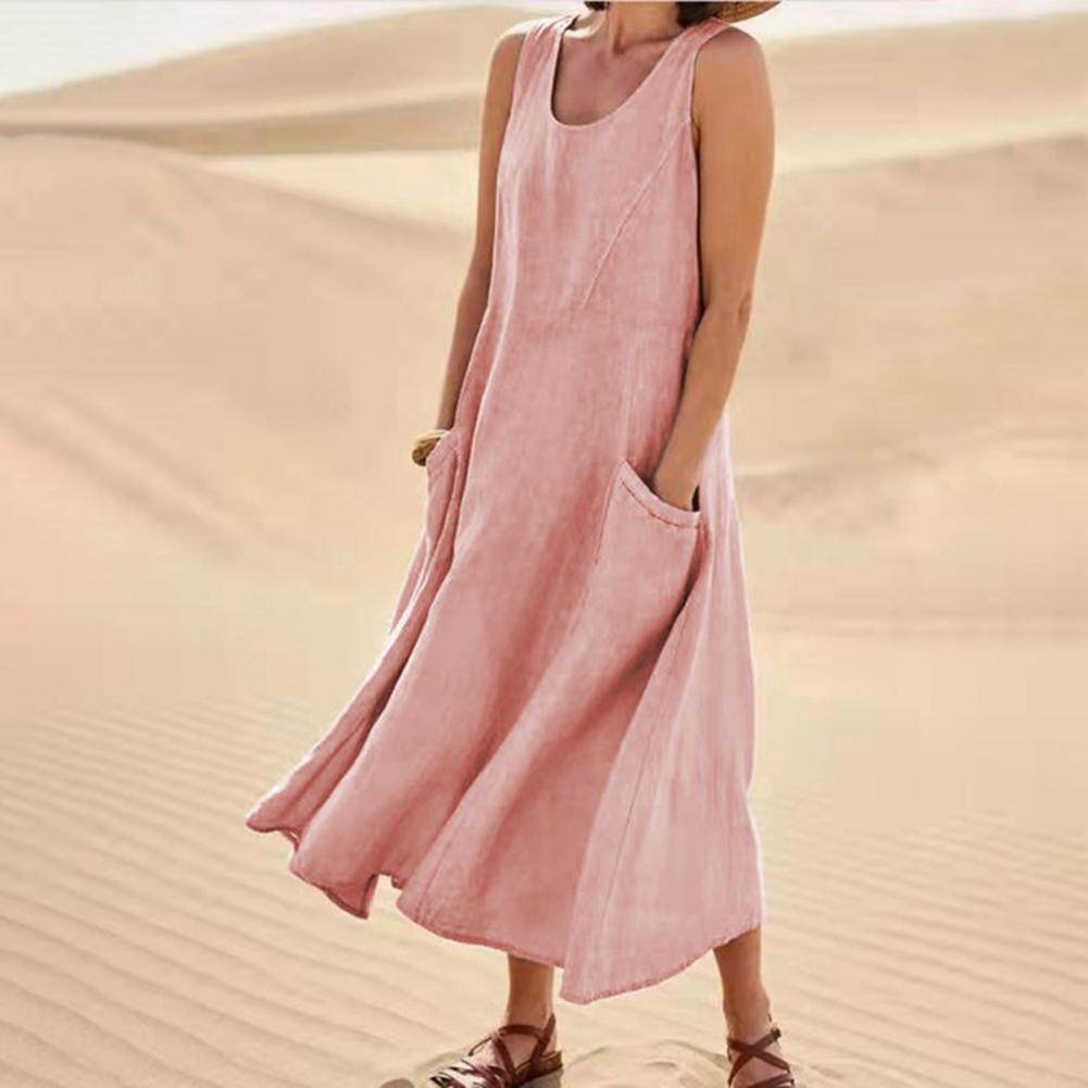 Summer Sleeveless Long Dress With Pockets Fashion Casual Loose Dresses Women's Clothing - Velora