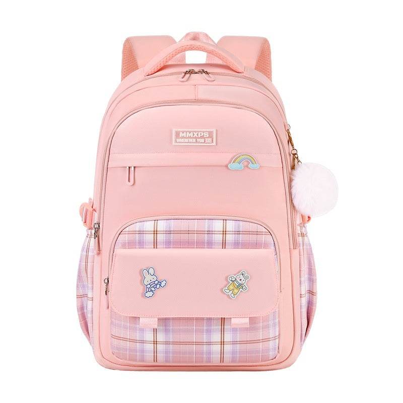 Primary School Student Schoolbag Girls' Plaid Backpack - Velora