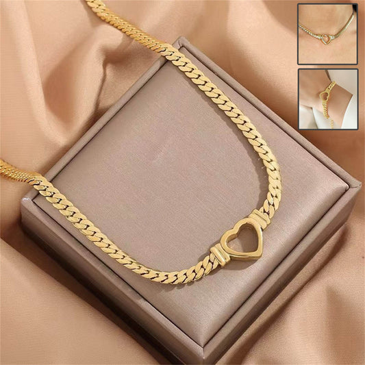 Personalized Love Chain Necklace Bracelet For Women Fashion Titanium Steel Non-fading Clavicle Chain Jewelry - Velora