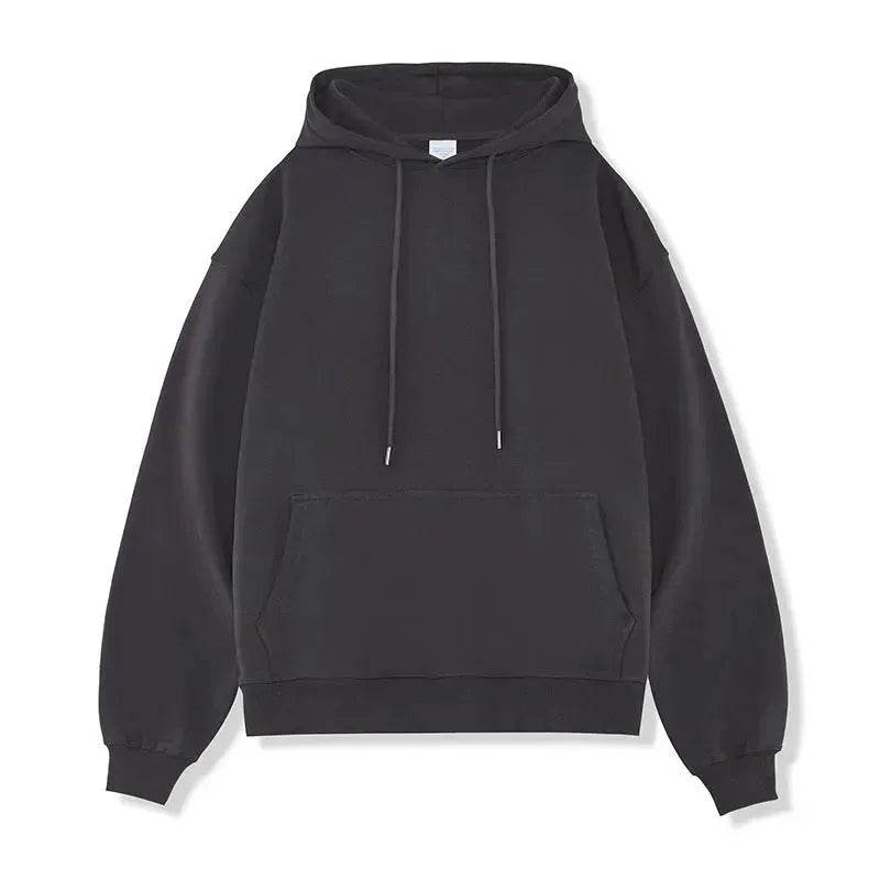 Plain Color American Retro Hoodie Pullover Sweatshirt Men - Velora