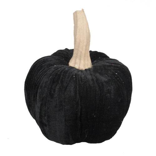 9.5 Black Velvet Pumpkin Large, For Holiday Halloween Decor - Velora