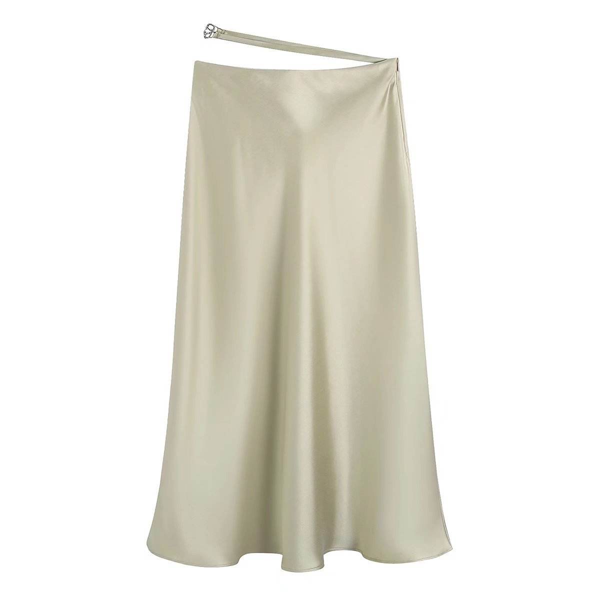 High Waisted Midi Silk Satin Skirt - Velora