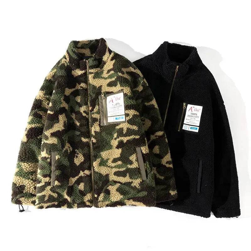 Fleece Army Camouflage Zip up Cotton Padded Winter Cardigan for Men - Velora