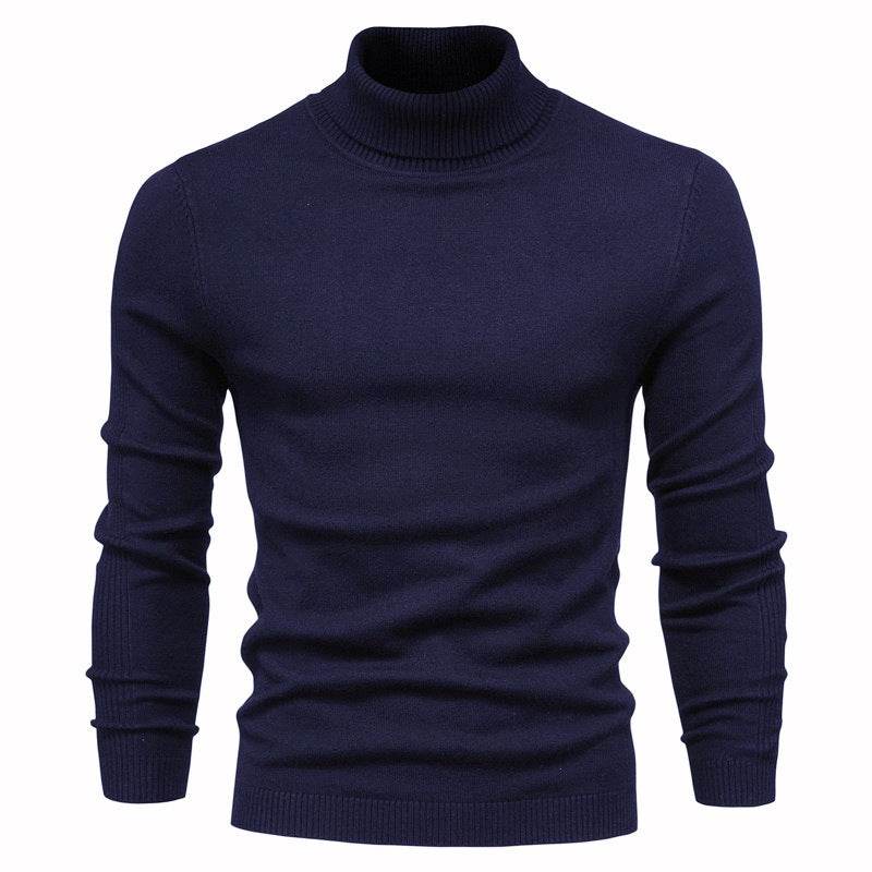Men's Solid Color Slim Pullover Turtleneck Sweater Winter Casual Tops Clothing - Velora