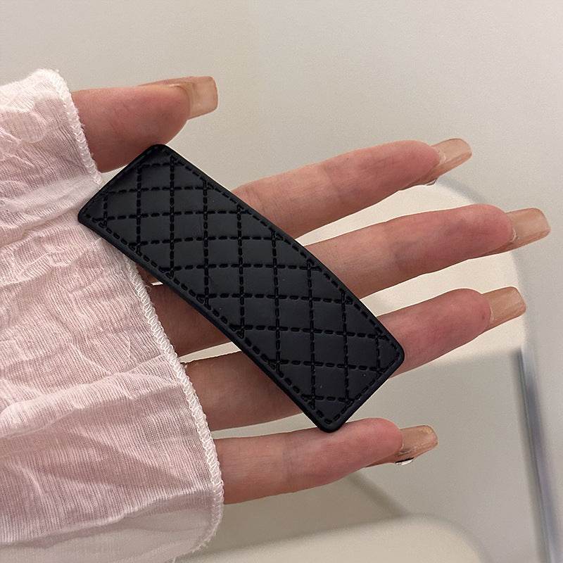 Classic Korean Style Simple All-match Diamond Plaid Fabric Edge Bang Hairpin Hair Accessories A Pair Of Hairclips Broken - Velora