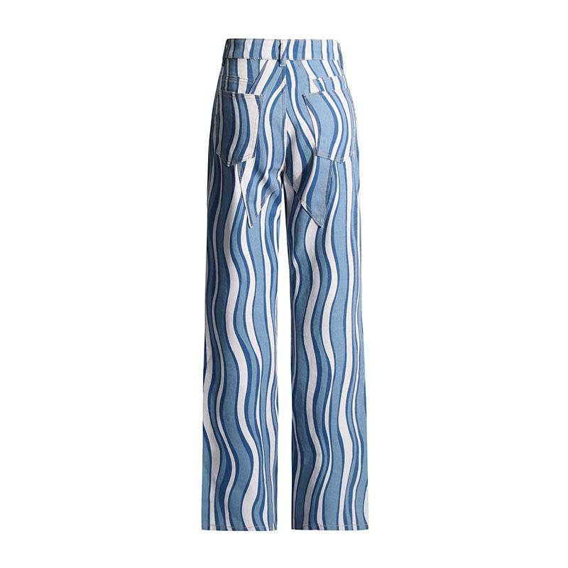 Personality Wave Denim Suit Female - Velora
