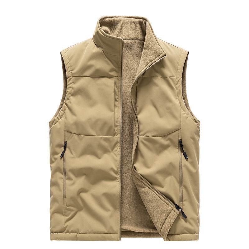 Men's Double-sided Fleece Vest Winter Warm Loose Sleeveless Tank Outdoor Workwear Vest Clothing - Velora