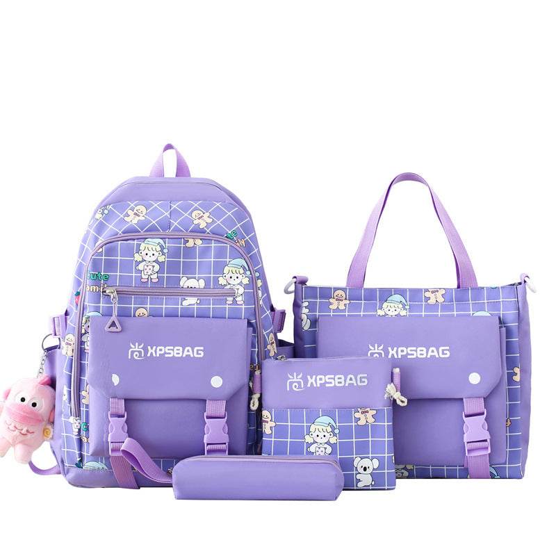 Backpack Primary School Girls Schoolbag Women's Four-piece Set - Velora