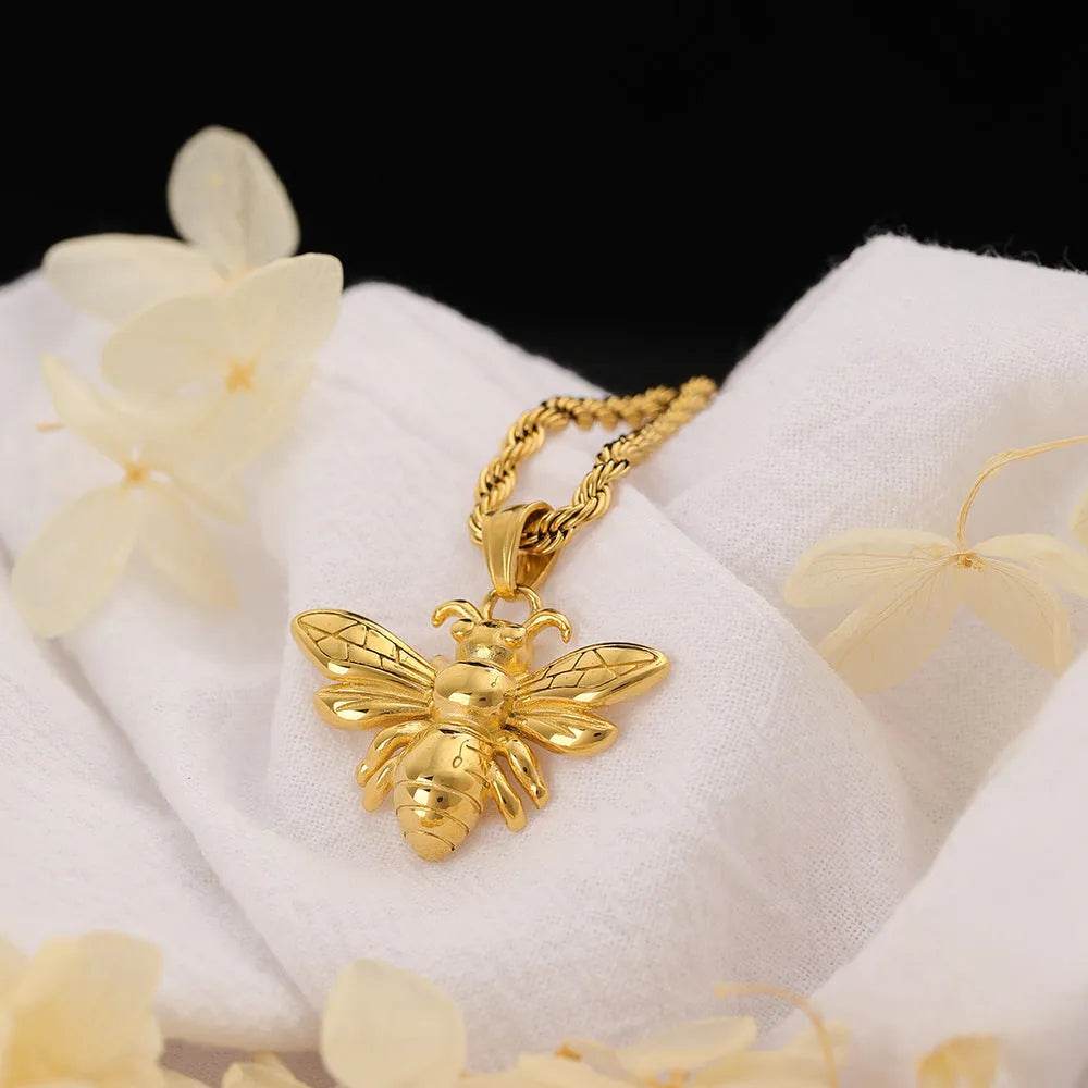Titanium Steel Bee Necklace Stainless Steel gold - Velora