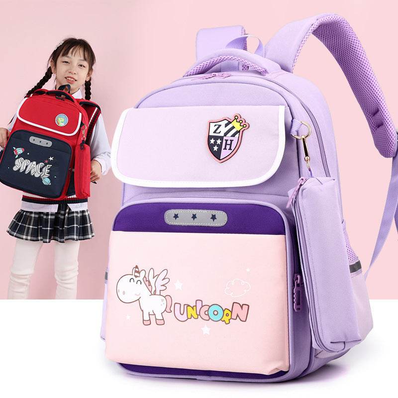 Primary School Large Capacity Spine Supportive Canvas Backpack for school - Velora