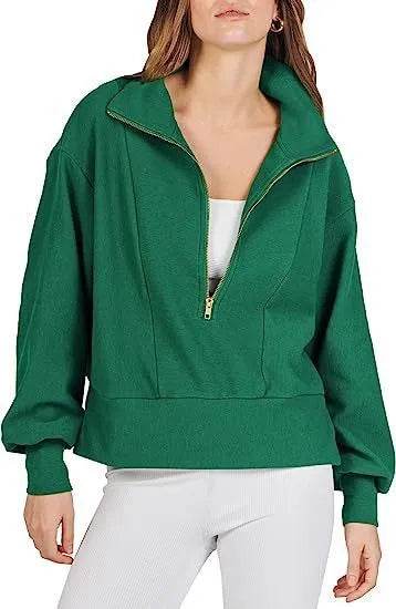 Women's Half Zipper Pullover Long Sleeve Sweatshirt - Velora