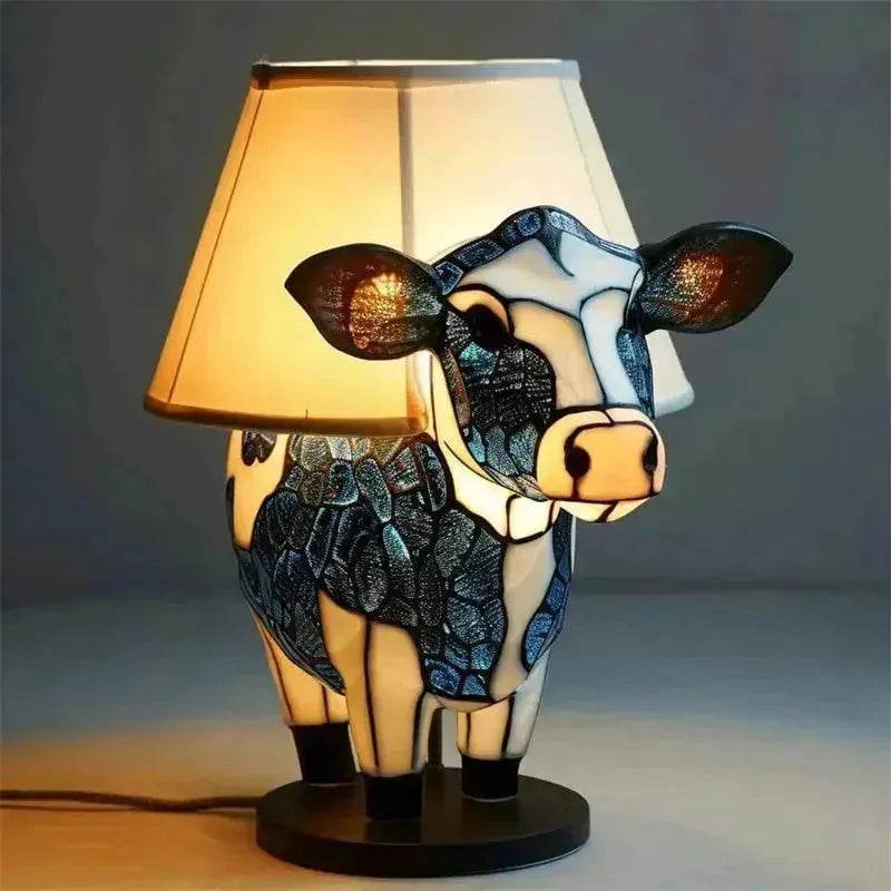 Beautiful Cow Table Lamp Bedside Table Lamp With USB Bedside Lamp For Living Room Bedroom Dormitory Bra Ornament - Velora