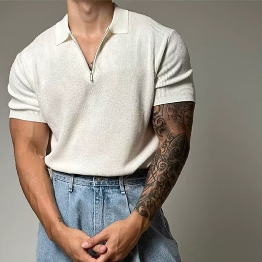 Men's Solid Color Casual Half Sleeve Bottoming Shirt