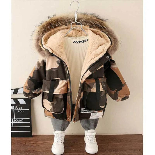 Boy Foreign-style Baby Winter Camouflage Padded Jacket - Velora