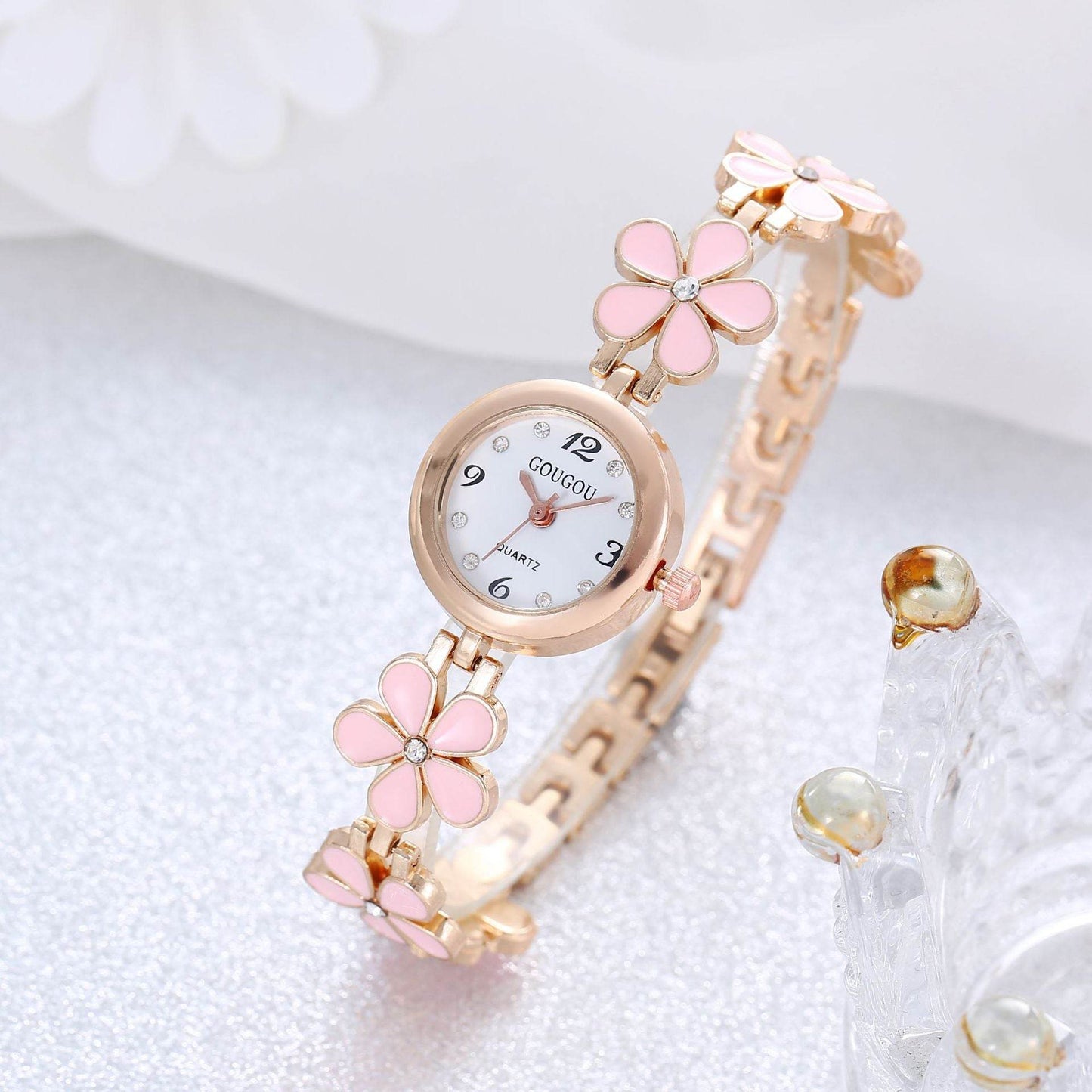 Women's Bracelet Watch Flower Disk Two-piece Bracelet Set - Velora