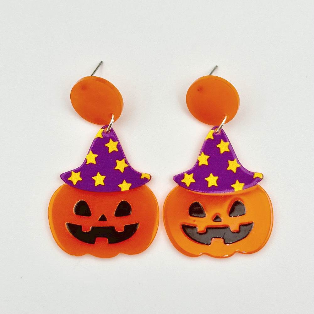 Halloween Day Ornament Colorful Ghost Eyes Funny Acrylic Earrings For Women - Velora
