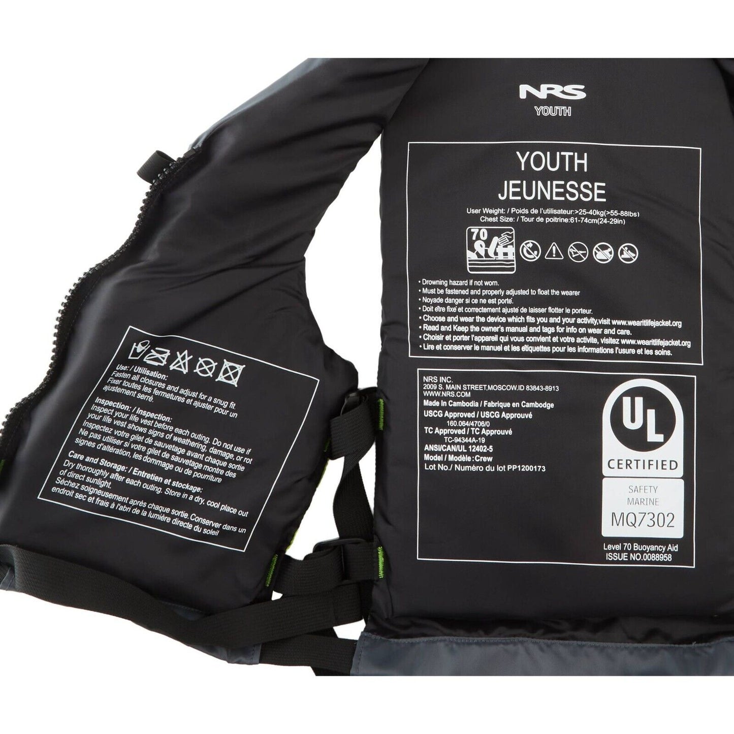 NRS Crew Youth PFD's UL & ULC Approved - Velora
