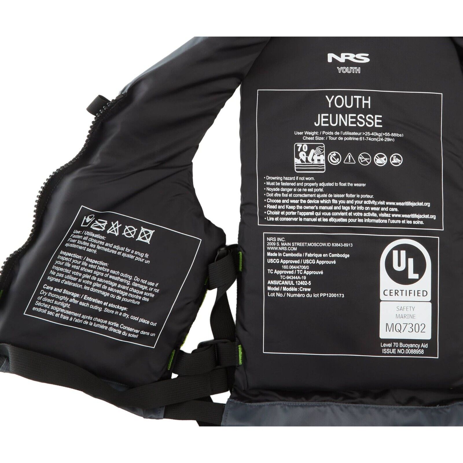 NRS Crew Youth PFD's UL & ULC Approved - Velora