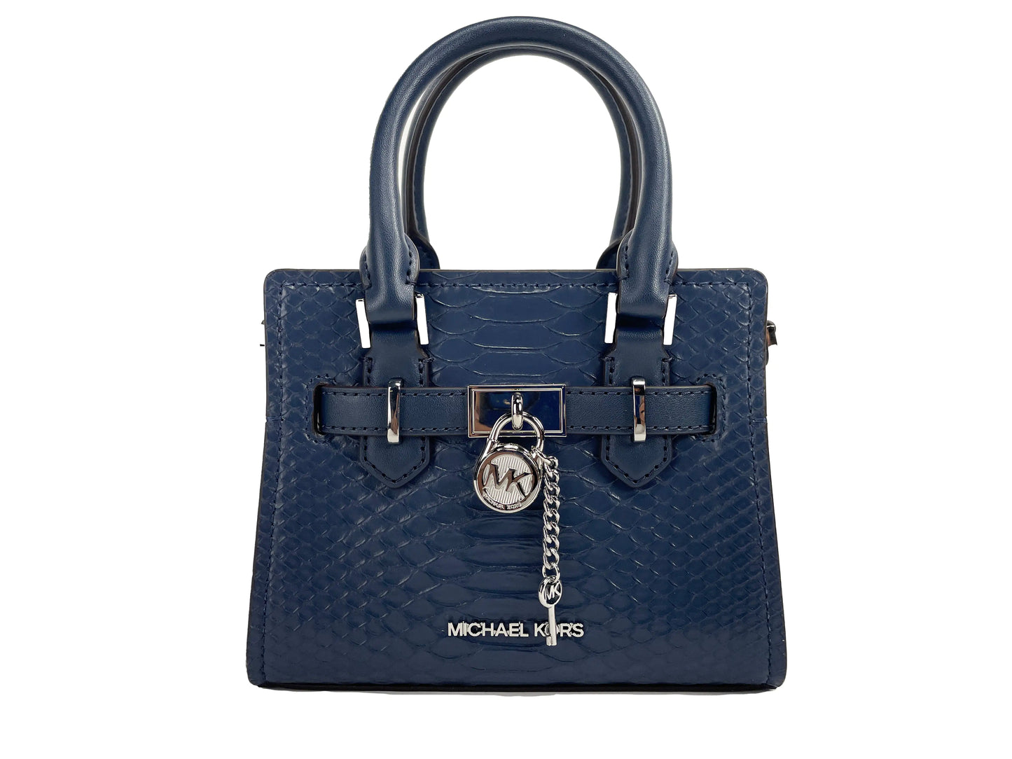 Navy Snake Leather Mini Satchel by Michael Kors
