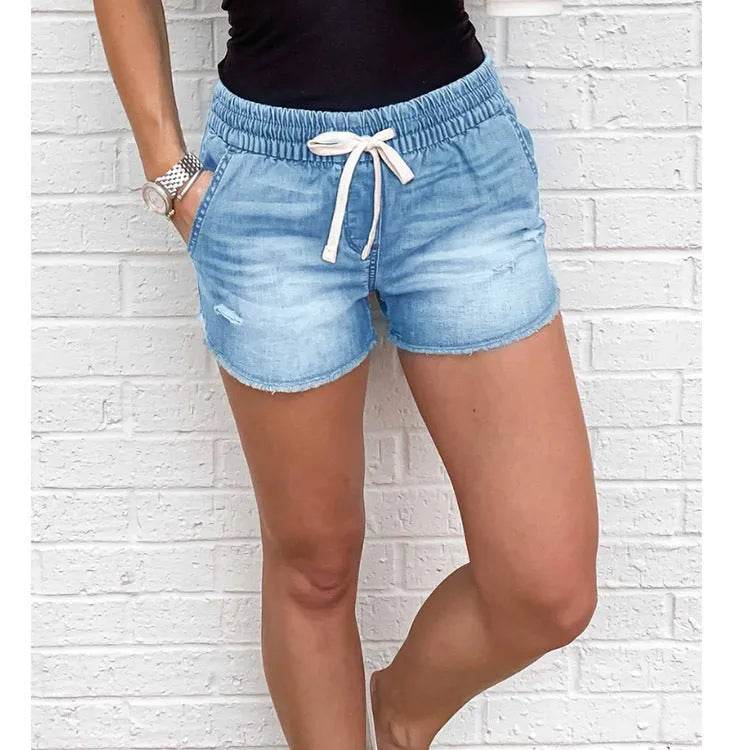 Denim Short Mid Waist Loose Jeans Wash - Velora