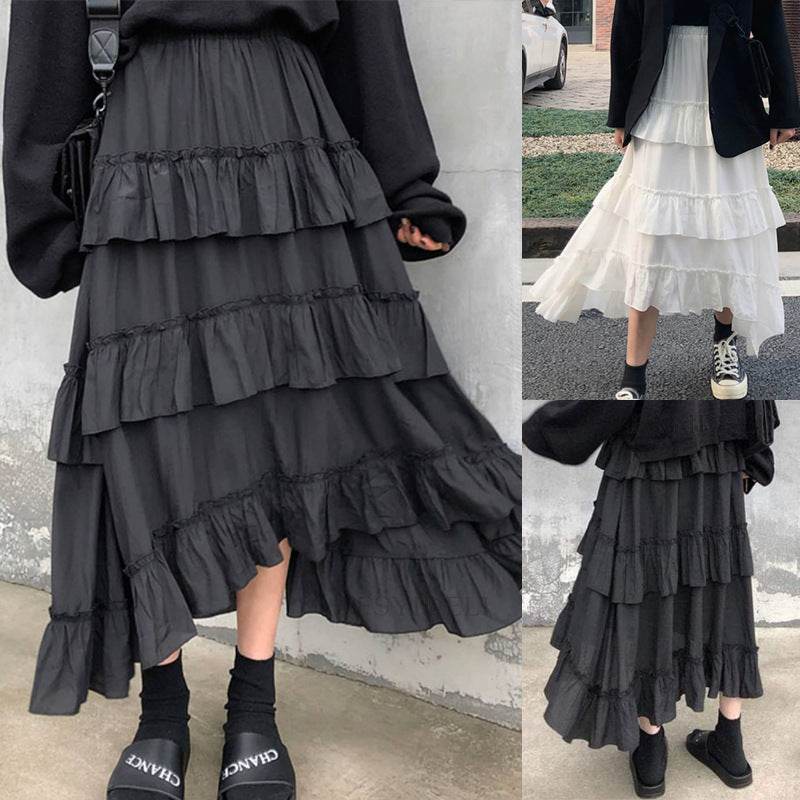 High Waist Layered Cake Skirt Irregular MIDI Long skirt - Velora
