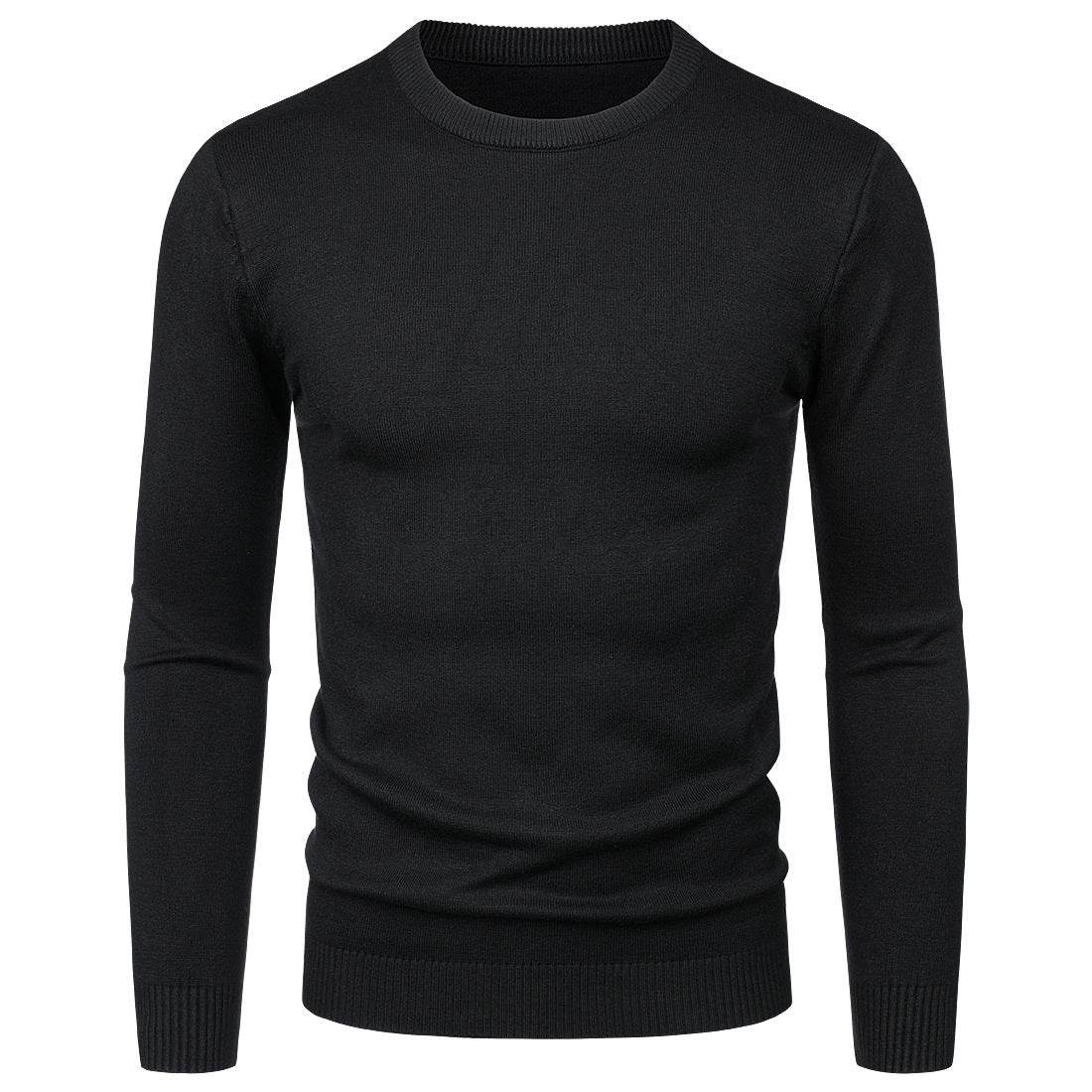 Men's Round Neck Sweater Solid Color Simple Free Size Long Sleeve Sweater - Velora