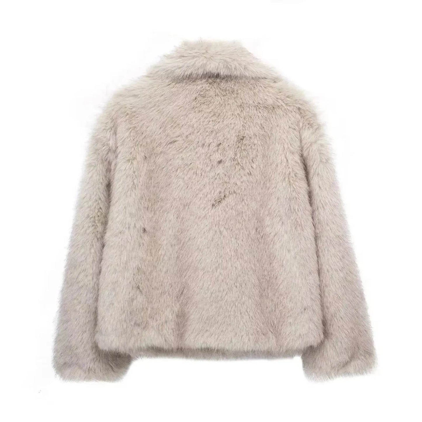 Winter Plush Open front Coat Thick lapel Outwear Faux Fur Coat women - Velora