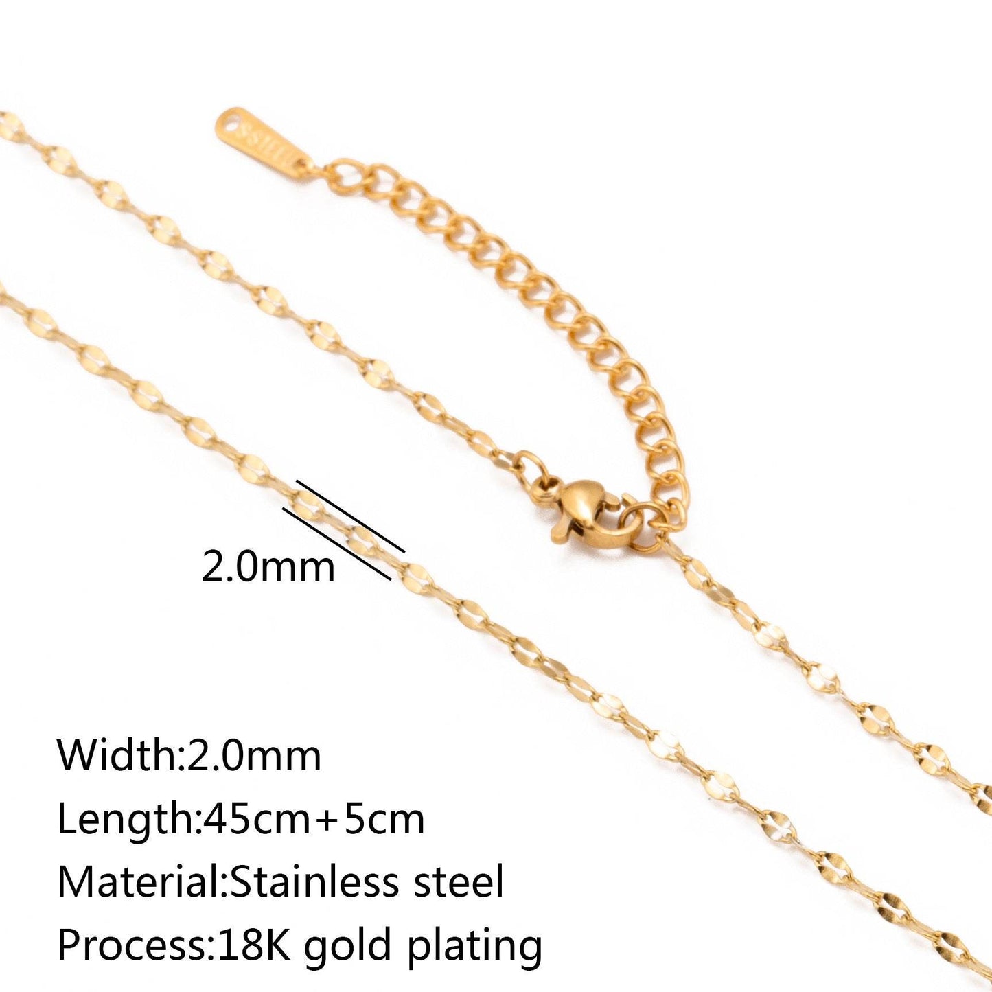 Stainless Steel Vacuum Vapor Plating 18K Gold Color Protection Lip Chain Necklace - Velora
