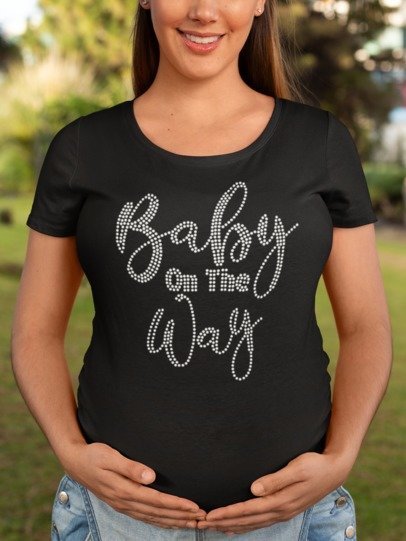 Baby on the Way Rhinestone Shirt – Pregnancy Announcement Sparkle Bling Tee | Blingdazzel
