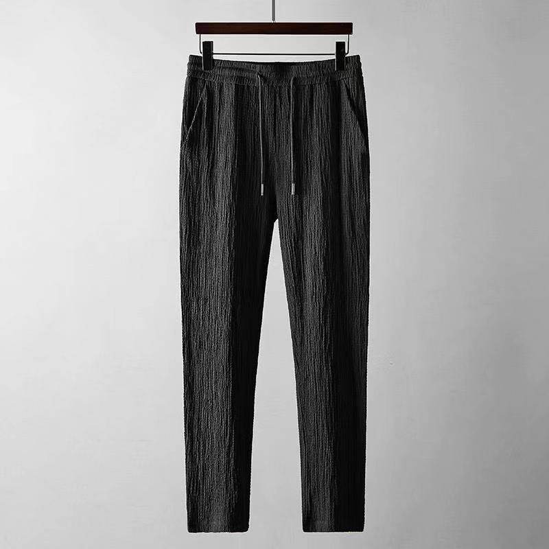 Leisure Suit Summer Loose Short Sleeve Top And Drawstring Trousers Fashion Mens Clothing - Velora