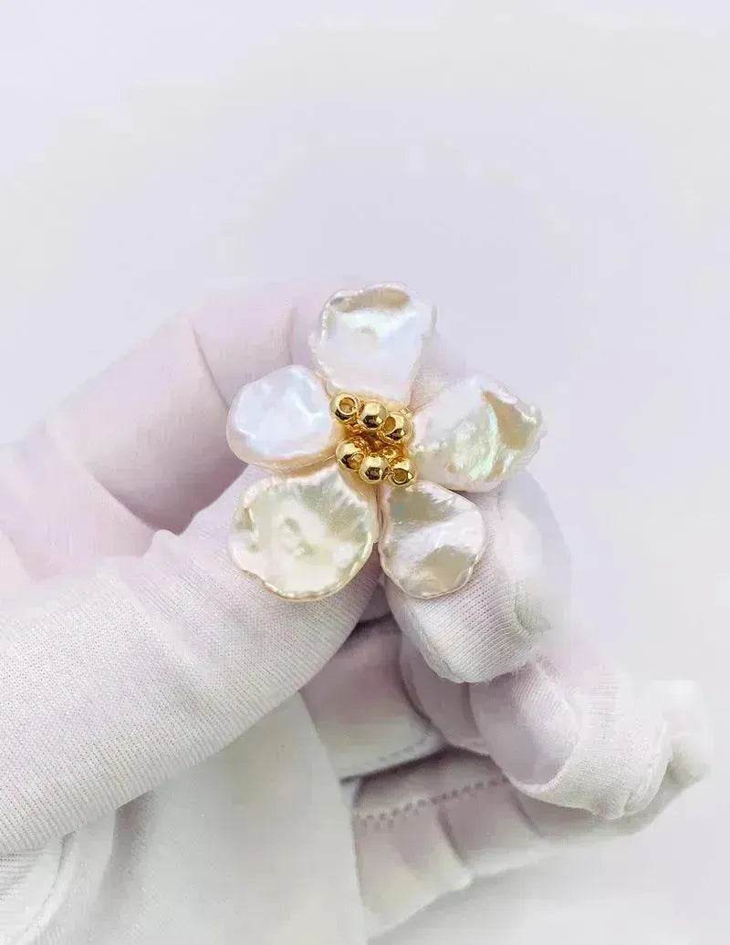 Baroque Pearl Earrings Female European And American Temperament Personality Flower Stud Earrings - Velora