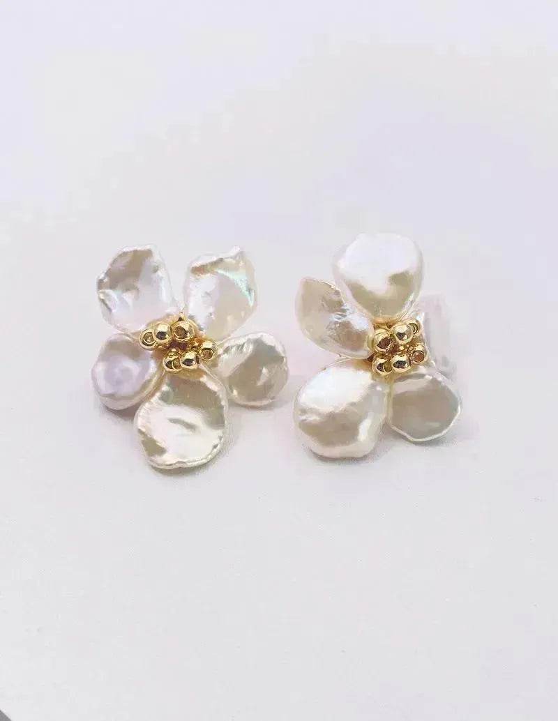 Baroque Pearl Earrings Female European And American Temperament Personality Flower Stud Earrings - Velora