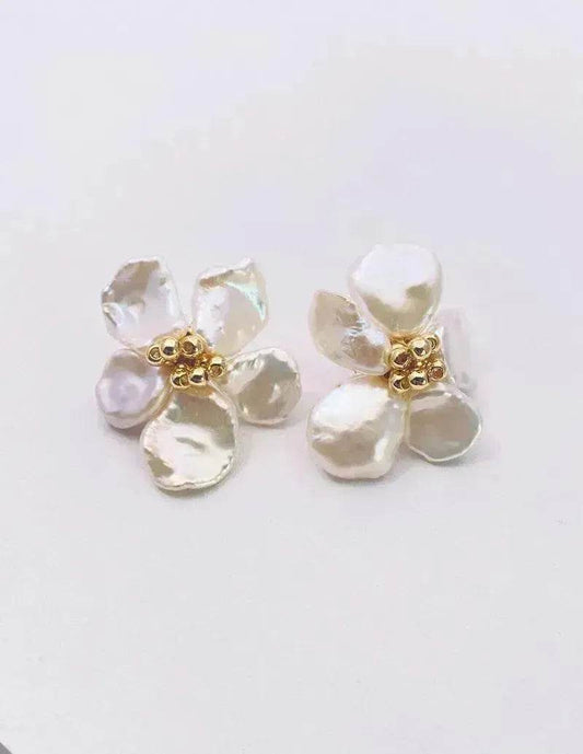 Baroque Pearl Earrings Female European And American Temperament Personality Flower Stud Earrings - Velora