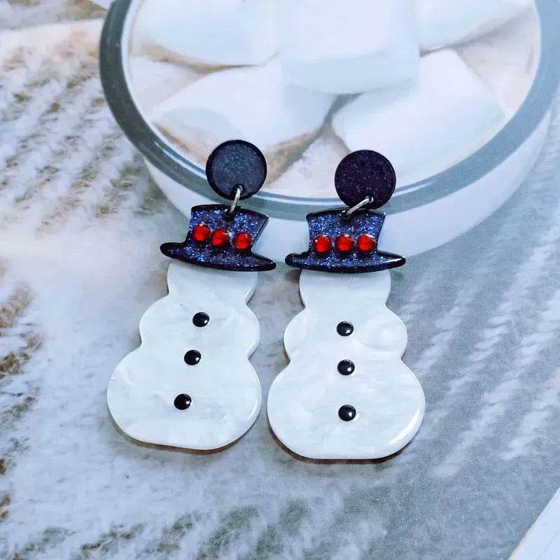 Sweet Christmas Tree Earrings With Rhinestones New Fashion Christmas Acrylic Earrings Women's Jewelry - Velora