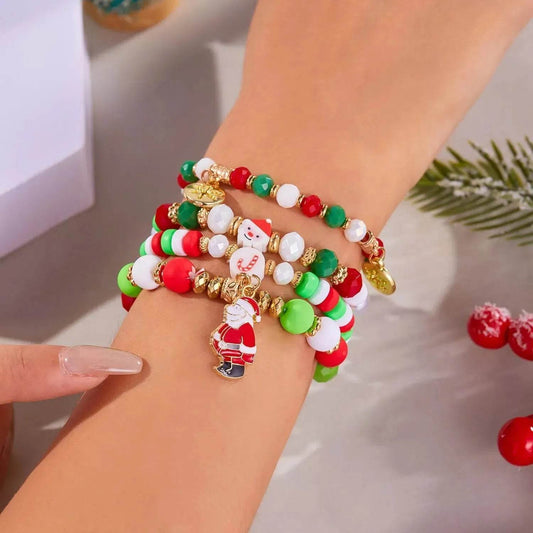 4pcs Christmas Snowman Handmade Beaded Bracelet set gift idea - Velora