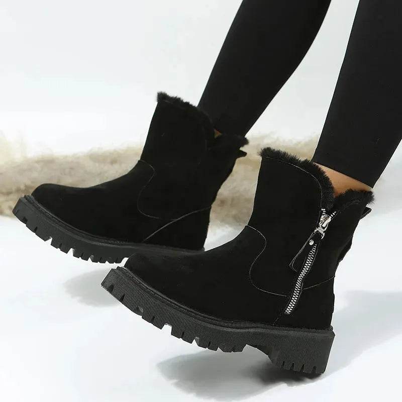 Thick Plush Snow Boots Women Faux Suede Non-slip Winter Shoes - Velora