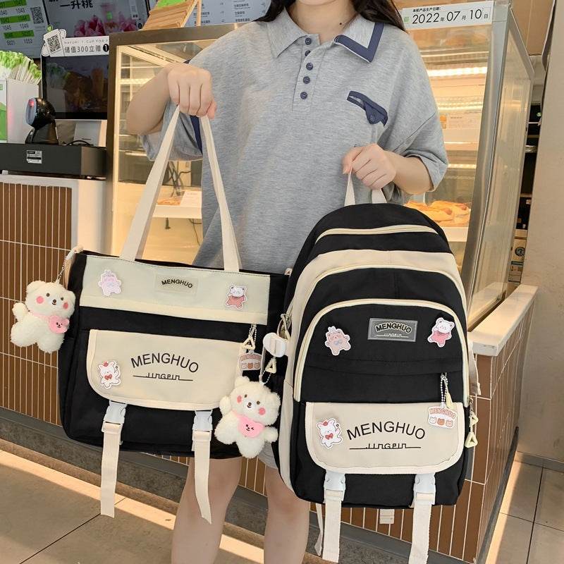 2pcs Large Capacity School College Girls Backpack Shoulder Bag - Velora