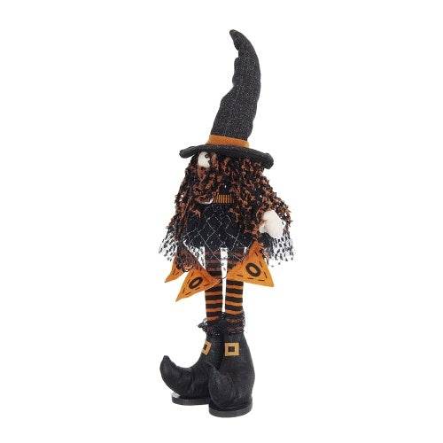 8.3x5x24 Fabric Standing Gnome W Orange Banner  Spring Body, For Halloween Decor