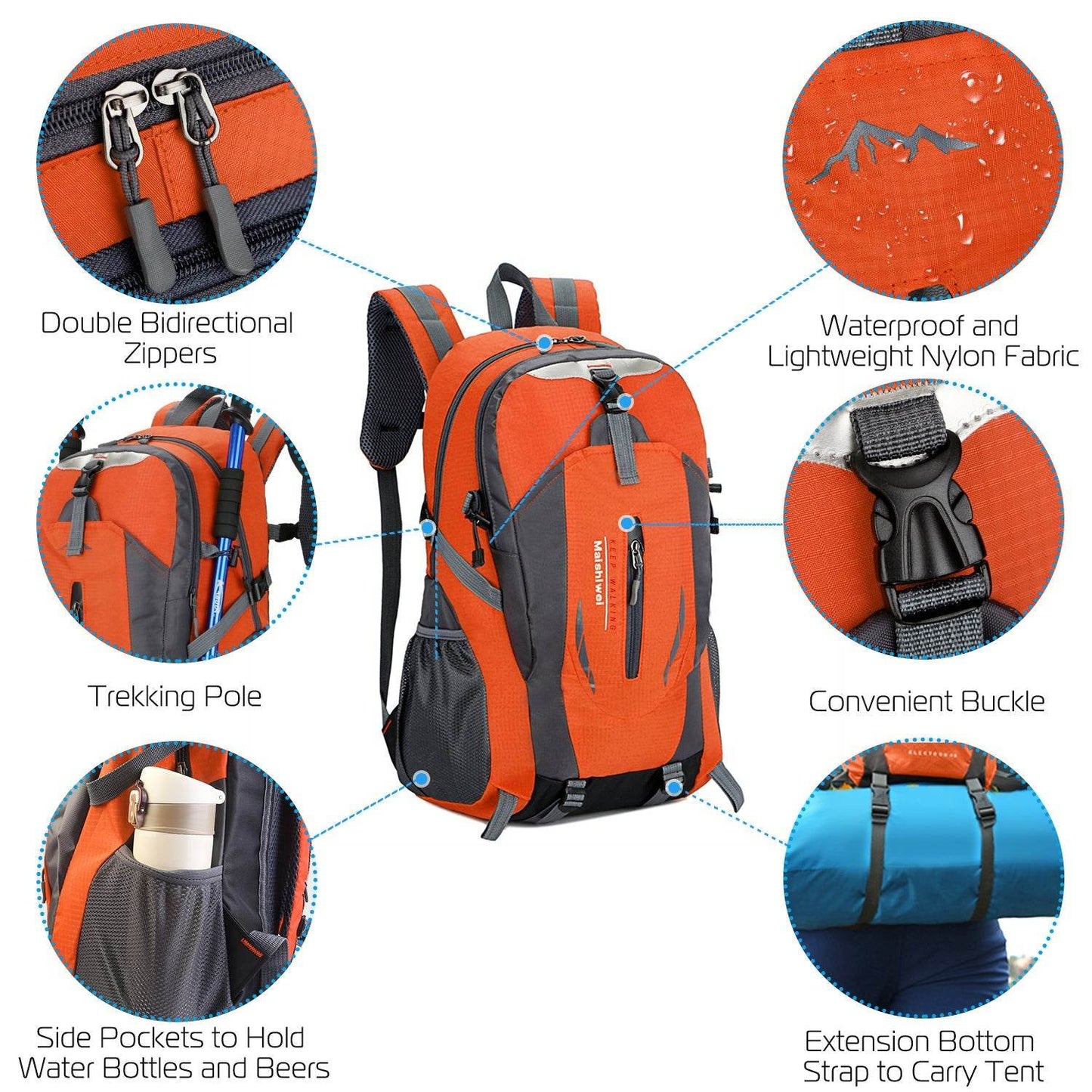 36L Outdoor Backpack Waterproof Daypack Travel Knapsack - Velora