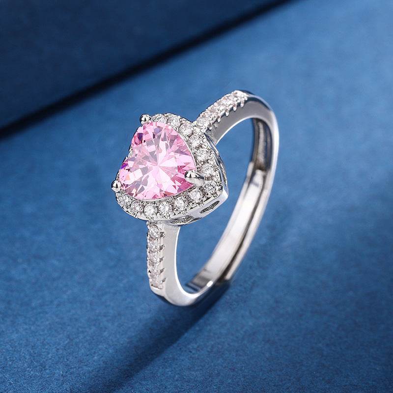Fashion Jewelry Micro-encrusted Zircon Diamond Love Peach Heart Ring Female Luxury High-end Marriage Niche Temperament Hand Jewelry - Velora