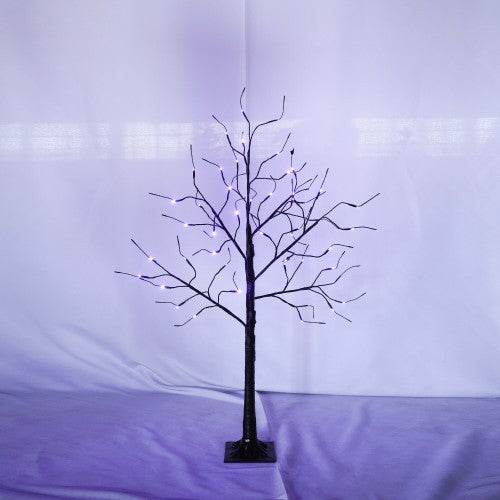 3 Pac Halloween Spooky Tree With Purple Lights, 4FT 5FT And 6FT, Lighted Black Tree For Halloween Decoration - Velora