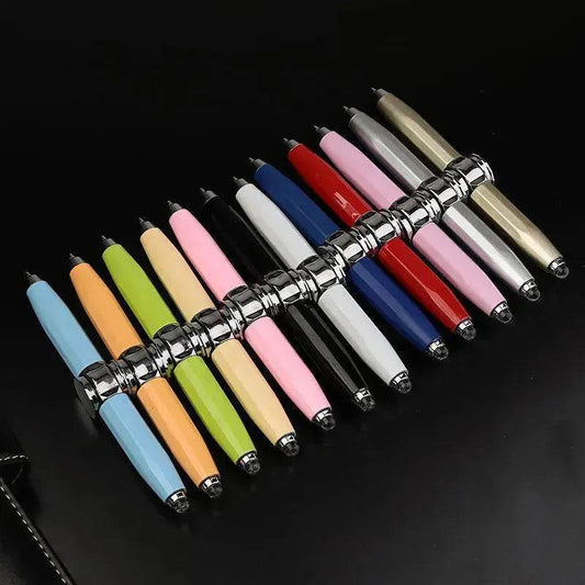 Creative Multi-Function LED Pen Spinning Decompression Gyro Metal Ballpoint Pen Fashion Office School Supplies Writing Pens - Velora